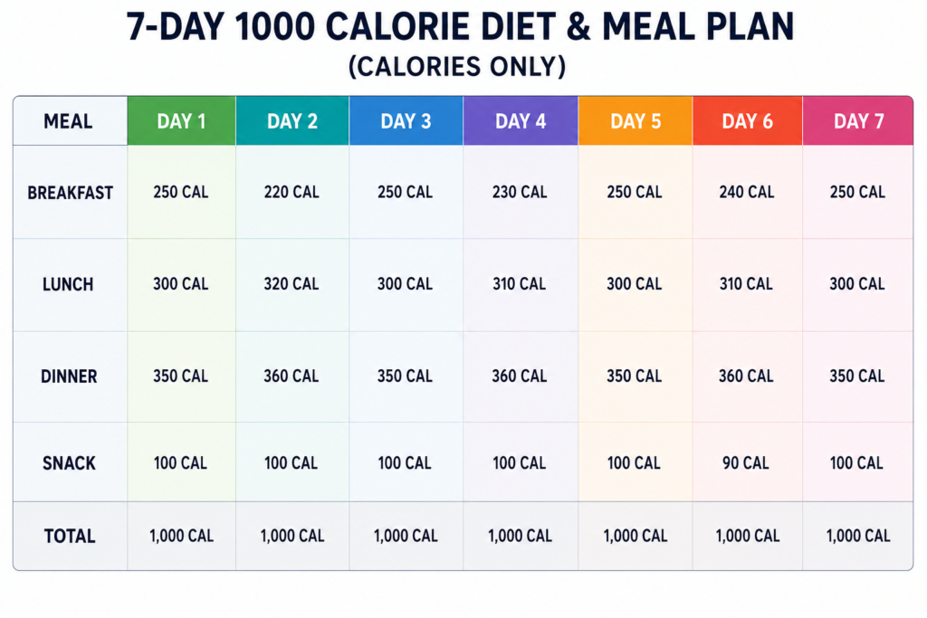1000 Calorie Diet Meal Plan