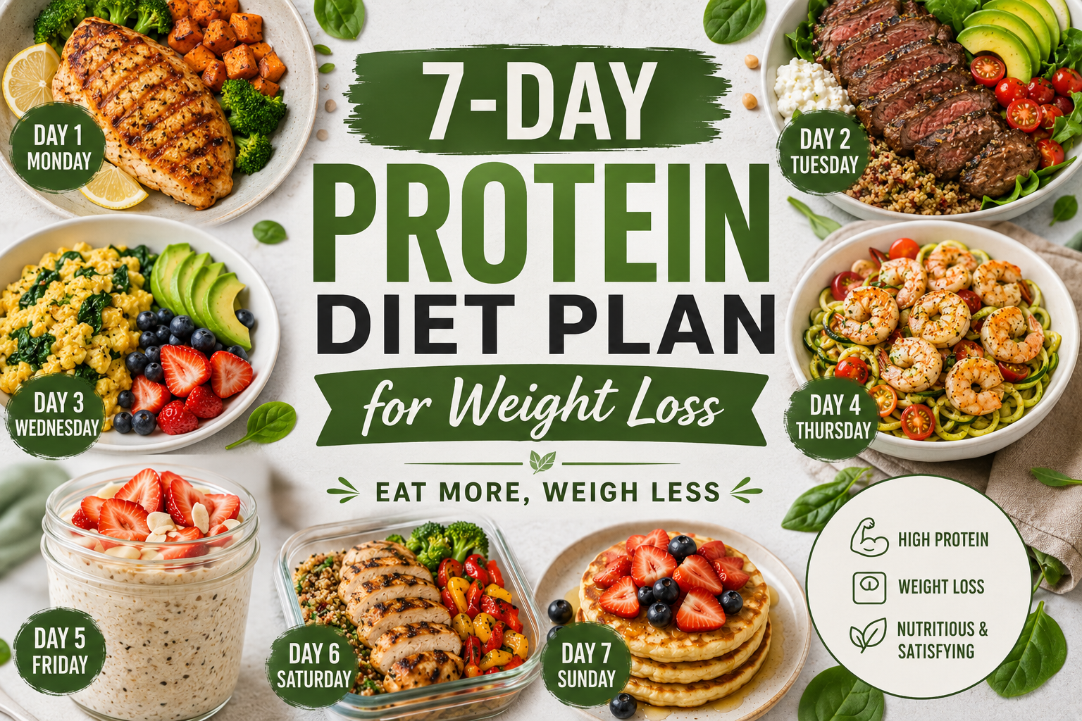 7-Day Protein Diet Plan for Weight Loss: Eat More, Weigh Less